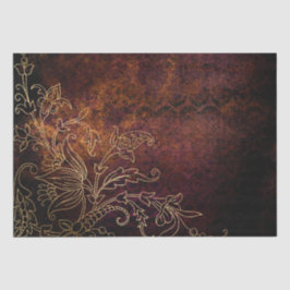  Gold Floral Grunge Damask Tissuepapier