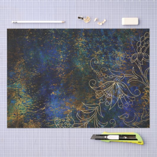 Gold Floral Grunge Damask Tissuepapier (Craft)