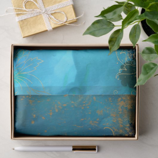  Gold Floral Grunge Harlequin Damask Tissuepapier (Geschenk)