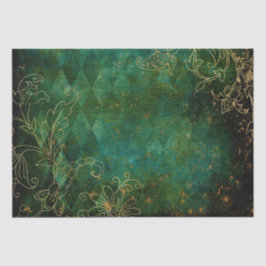  Gold Floral Grunge Harlequin Damask Tissuepapier