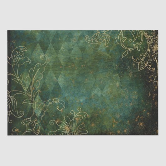  Gold Floral Grunge Harlequin Damask Tissuepapier (Voorkant)