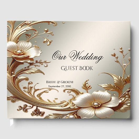 Gold Floral Guest Book Gastenboek (Voorkant)