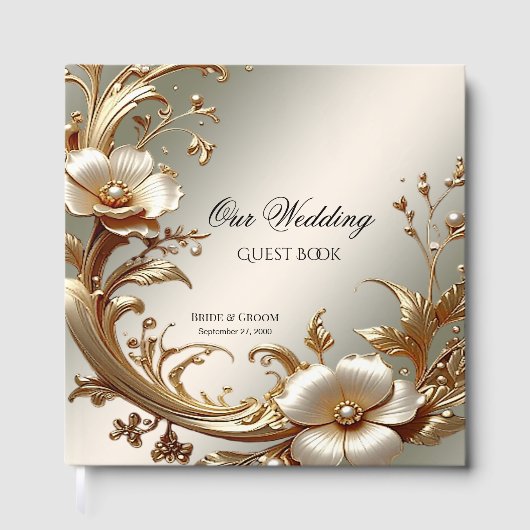 Gold Floral Guest Book Gastenboek (Voorkant)