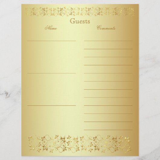 Gold Floral Guest Book Paper (Voorkant)