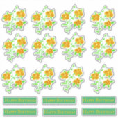 Gold Floral Happy Birthday Decals Sticker (Voorkant)