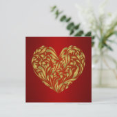 Gold Floral Heart op rood (Staand voorkant)