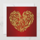 Gold Floral Heart op rood (Voorkant)
