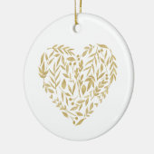 Gold Floral Heart Wedding Mr & Mrs Date Location Keramisch Ornament (Links)