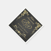 Gold Floral Hearts 50th Wedding Jubileum Servet (Hoek)