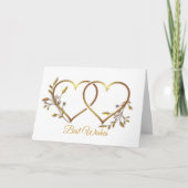 Gold Floral Hearts Wedding Wenskaart Kaart (Voorkant)