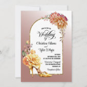 Gold Floral High Hiel Blush Pink Arch Weddenschap Kaart (Voorkant)