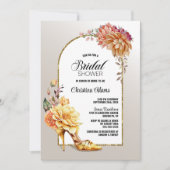 Gold Floral High Hiel Vrijgezellenfeest Kaart (Voorkant)