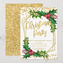 Gold Floral Holly Glitter Kerstmis Corporate