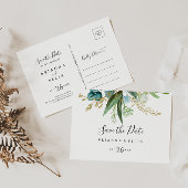 Gold Floral Horizontaal opslaan Datum Briefkaart