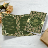 Gold Floral Hunter Green Islamic Muslim Wedding