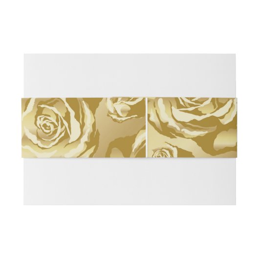Gold Floral Invitation Belly Band Uitnodigingen Wikkel (Achterkant Voorbeeld)