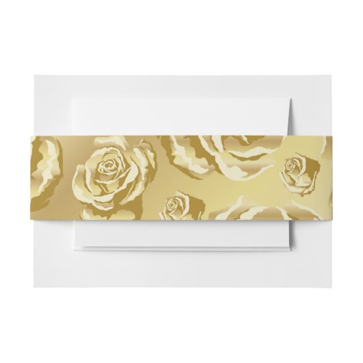 Gold Floral Invitation Belly Band Uitnodigingen Wikkel (Voorkant Voorbeeld)