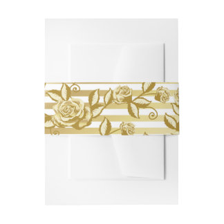 Gold Floral Invitation Belly Band Uitnodigingen Wikkel