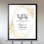 Gold Floral Islamic Wedding Welcome Sign Poster