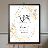 Gold Floral Islamic Wedding Welcome Sign Poster