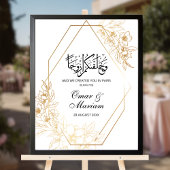 Gold Floral Islamic Wedding Welcome Sign Poster