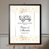 Gold Floral Islamic Wedding Welcome Sign Poster