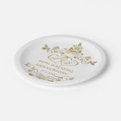 Gold Floral Joined Hearts 50 Wedding Jubileum  Papieren Bordje (Gekanteld)