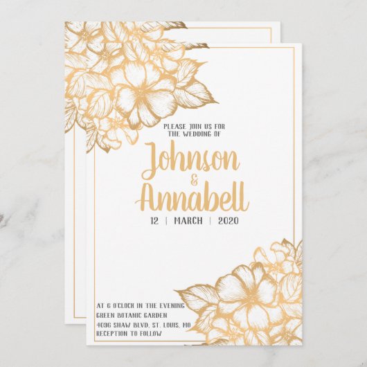 Gold Floral Kaart (Voorkant / Achterkant)