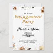 Gold Floral-kerstfeestelijke uitnodigingen (Voorkant)