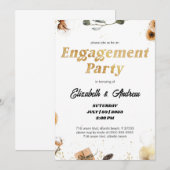 Gold Floral-kerstfeestelijke uitnodigingen (Voorkant / Achterkant)