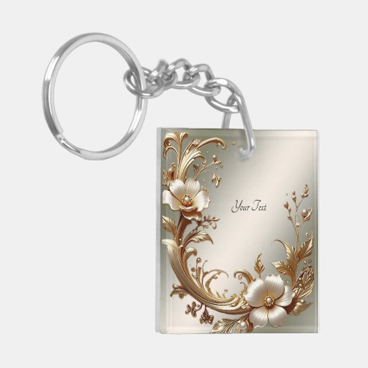 Gold Floral Keychain (Voorkant Links)