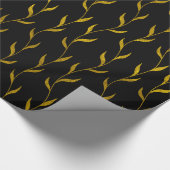 Gold Floral laat botanische patronen op zwart Cadeaupapier (Hoek)