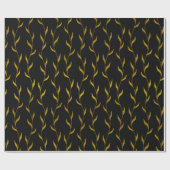 Gold Floral laat botanische patronen op zwart Cadeaupapier (Vlak)