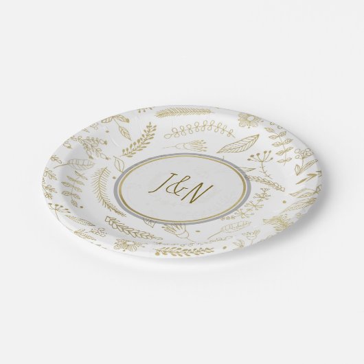 Gold Floral laat rotsvaste weddenschappen achter Papieren Bordje (Gekanteld)