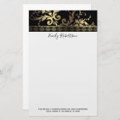Gold Floral Lace Briefpapier (Voorkant / Achterkant)