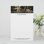 Gold Floral Lace Briefpapier (Staand voorkant)