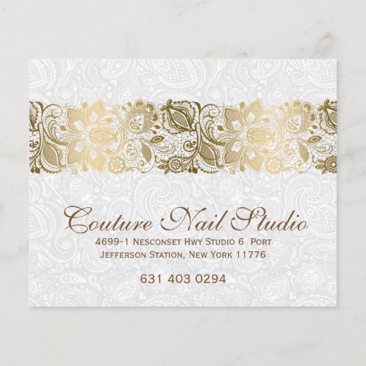 Gold Floral Lace met witte achtergrond Flyer (Achterkant)
