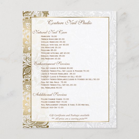 Gold Floral Lace met witte achtergrond Flyer (Voorkant)