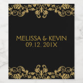 Gold Floral Lace Wedding Design Wijn Etiket (Enkel label)