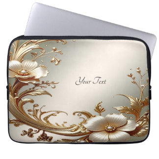 Gold Floral Laptop Sleeve