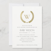 GOLD FLORAL LAUREL WREATH BRUNCH & BUBBLY INVITE BEDANKKAART (Voorkant)
