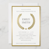 GOLD FLORAL LAUREL WREATH BRUNCH & BUBBLY INVITE BEDANKKAART (Voorkant)