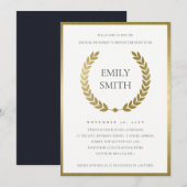 GOLD FLORAL LAUREL WREATH BRUNCH & BUBBLY INVITE BEDANKKAART (Voorkant / Achterkant)