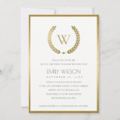 GOLD FLORAL LAUREL WREATH BRUNCH & BUBBLY INVITE BEDANKKAART (Voorkant)