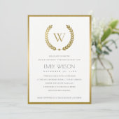 GOLD FLORAL LAUREL WREATH BRUNCH & BUBBLY INVITE BEDANKKAART (Staand voorkant)
