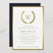 GOLD FLORAL LAUREL WREATH BRUNCH & BUBBLY INVITE BEDANKKAART (Voorkant / Achterkant)
