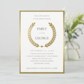 GOLD FLORAL LAUREL WREATH COUPLY SHOWER INVITE BEDANKKAART (Staand voorkant)