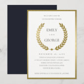 GOLD FLORAL LAUREL WREATH COUPLY SHOWER INVITE BEDANKKAART (Voorkant / Achterkant)