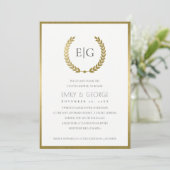 GOLD FLORAL LAUREL WREATH COUPLY SHOWER INVITE BEDANKKAART (Staand voorkant)