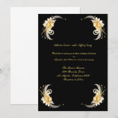 Gold Floral Leaf Border Wedding Kaart (Voorkant / Achterkant)